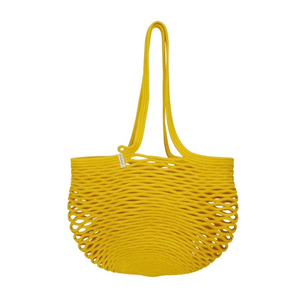 Mia Mélange Yellow Cotton Rope Net Tote Made in South Africa (~15.7in x ~11.8in)